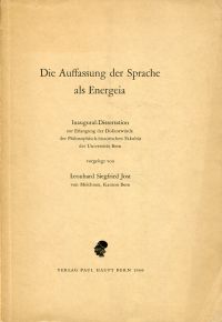 Jost, Die Auffassung der Sprache als Energeia. (Umschlag)