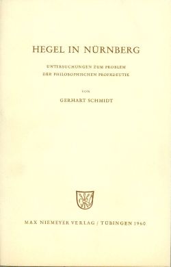 Schmidt, Hegel in Nürnberg. (Einband)