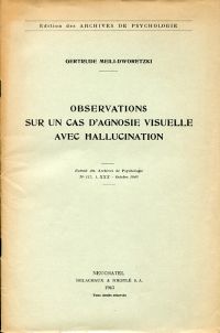 Meili-Dworetzki, Observations sur un cas d'angnosie visuelle avec hallucination. (Umschlag)