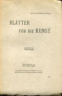 George, Blätter für die Kunst, elfte und zwölfte Folge. (Umschlag)