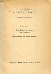 Ehret, Persönlichkeit und Masse in der Geschichte. (Umschlag)