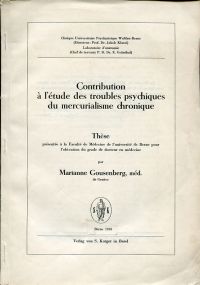 Gousenberg, Contribution à l'étude des troubles psychiques du mercurialisme chro (Umschlag)