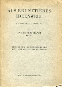 Hänni, Aus Brunetières Ideenwelt. (Umschlag)