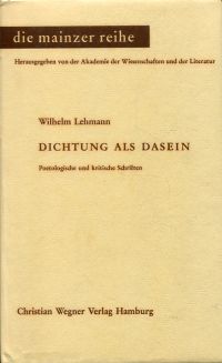 Lehmann, Dichtung als Dasein. (Umschlag)