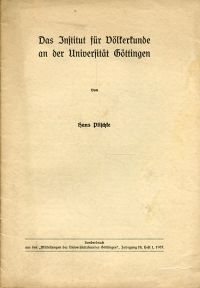 Das Institut für Völkerkunde an der Universität Göttingen. (Umschlag)