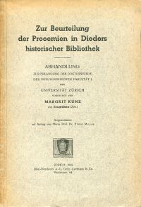 Kunz, Zur Beurteilung der Prooemien in Diodors historischer Bibliothek. (Umschlag)