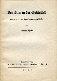 Ehrlich, Der Sinn in der Geschichte. (Umschlag)
