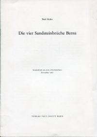 Hofer, Die vier Sandsteinbrüche Berns. (Umschlag)