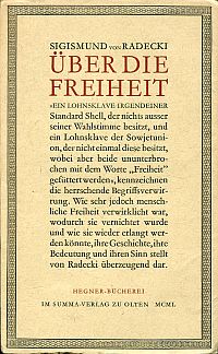 Radecki, Über die Freiheit. (Umschlag)