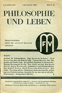 Messer, Philosophie und Leben, 4. Jahrgang, Dezember 1928, Heft 10. (Umschlag)