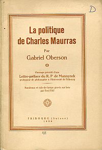 Oberson, La Politique de Charles Maurras. (Umschlag)