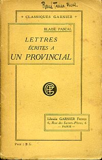 Pascal, Lettres écrites à un provincial. (Umschlag)