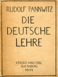 Pannwitz, Die deutsche Lehre. (Umschlag)