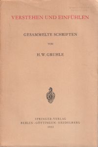 Gruhle, Verstehen und Einfühlen. (Umschlag)