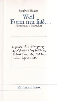 Hagen, Weil Form nur faßt ... (Umschlag)