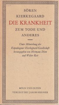 Kierkegaard, Die Krankheit zum Tode. (Umschlag)
